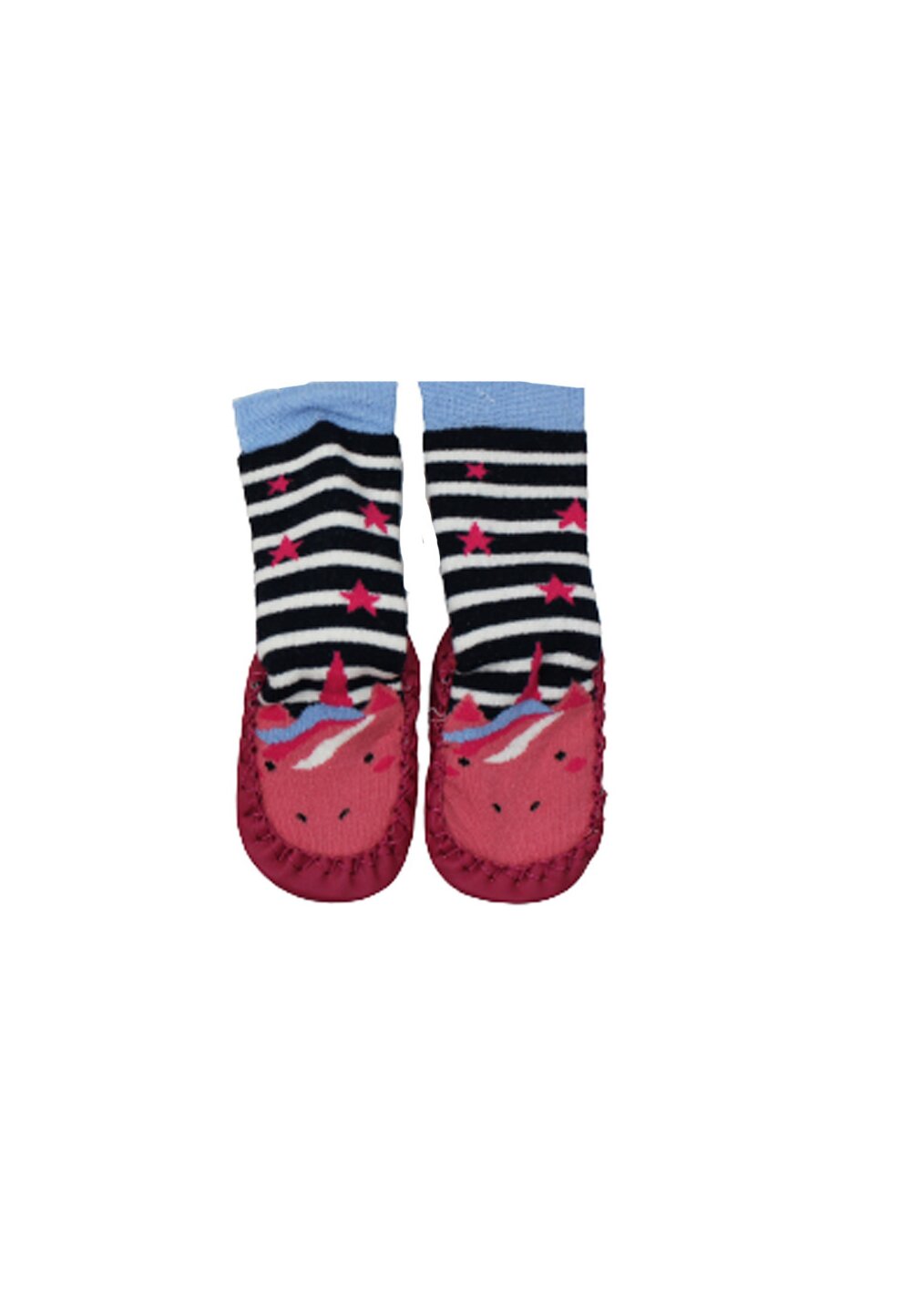 Mocasini, unicorn, roz cu dungi bluemarin