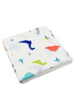 Muselina, dinozauri colorati, 80 x 67 cm, alb