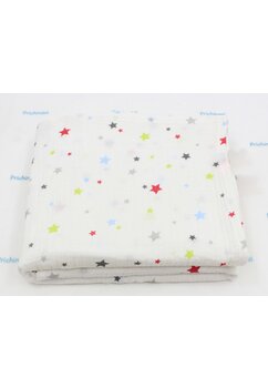 Muselina, stelute colorate, 80 x 67 cm, alb