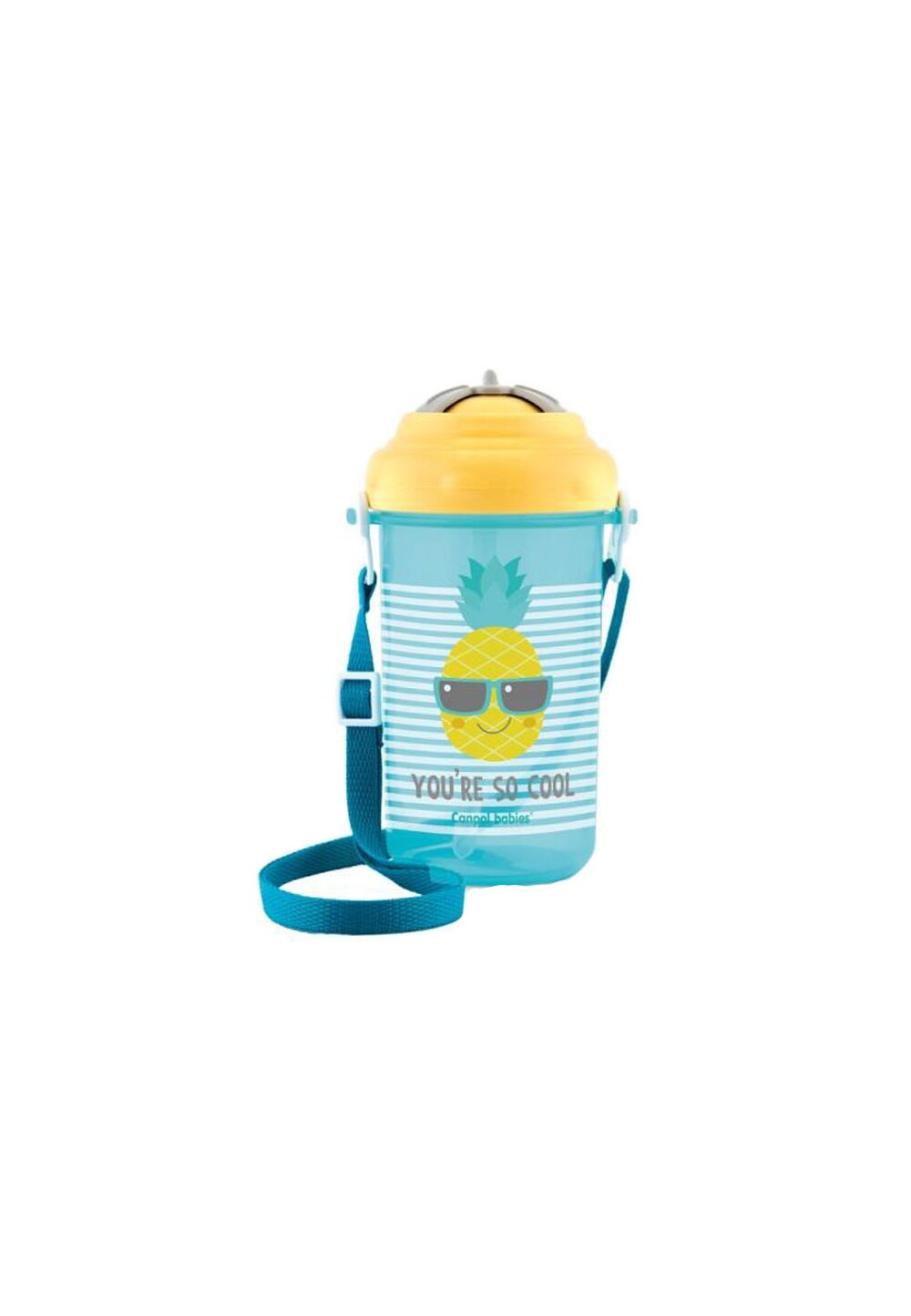 Pahar sport cu pai, Flip-top, Ananas galben