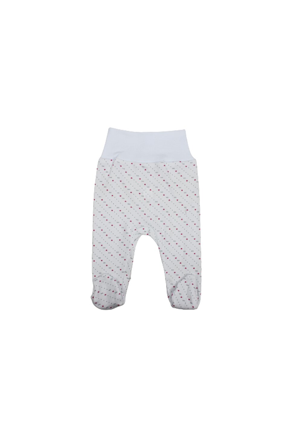 Pantaloni cu botosi, albi cu inimioare roz