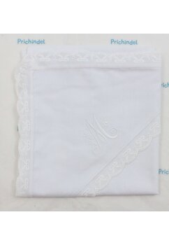 Panza mir, bumbac, alba cu dantela, 80x75 cm