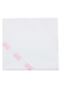 Panza mir, bumbac, cu dantela roz, Ana, alb, 75x80 cm