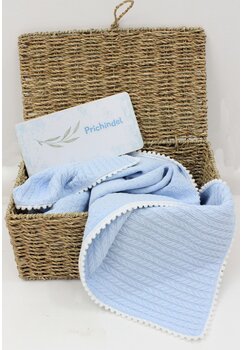 Paturica Anna, tricotata, cu ciucuri, albastru, 80x100cm