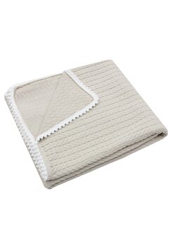 Paturica Anna, tricotata, cu ciucuri, crem, 80x100cm