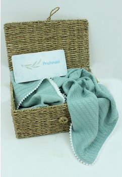 Paturica Anna, tricotata, cu ciucuri, verde deschis, 80x100cm