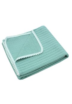 Paturica Anna, tricotata, cu ciucuri, verde deschis, 80x100cm