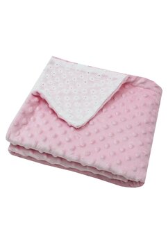 Paturica deluxe, minky, verso muselina brodata, 80 x 100 cm, roz