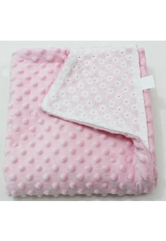 Paturica deluxe, minky, verso muselina brodata, 80 x 100 cm, roz