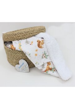 Paturica deluxe, Teddy, verso bumbac, little fox, 80 x 100 cm, alb