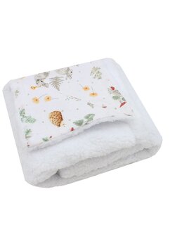 Paturica deluxe, Teddy, verso bumbac, little fox, 80 x 100 cm, alb