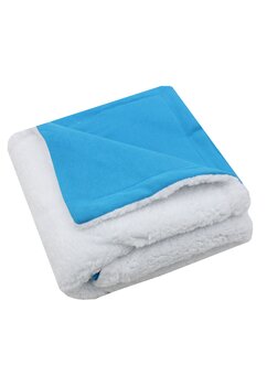 Paturica deluxe, Teddy, verso bumbac turcoaz, 80 x 100 cm, alb
