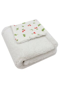 Paturica deluxe, Teddy, verso muselina bumbac, cirese, 80 x 100 cm, crem