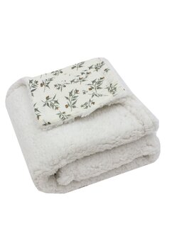 Paturica deluxe, Teddy, verso muselina bumbac, Olivia, 80 x 100 cm, crem