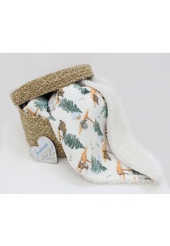 Paturica deluxe, Teddy, verso muselina bumbac, vulpita, 80 x 100 cm, crem