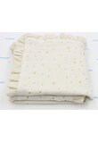 Paturica dubla muselina, Metalic Stars cu volanas, ivory, 80x100 cm
