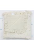 Paturica dubla muselina, Metalic Stars cu volanas, ivory, 80x100 cm
