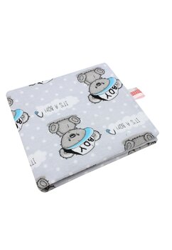 Paturica flanel bumbac, it is a boy, gri, 80 x 100 cm