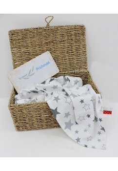 Paturica flanel bumbac, stelute gri, 80 x 100 cm