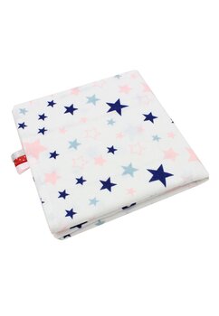 Paturica flanel bumbac, stelute roz, 80 x 100 cm