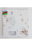 Paturica flanel bumbac, Urs cu baloane, multicolor, 75 x 100 cm