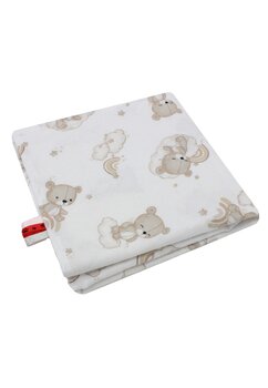 Paturica flanel bumbac, urs pe nor crem, 80 x 100 cm