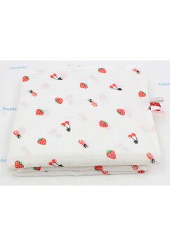 Paturica Maxi, capsuni si cirese, muselina, alb, 120x160 cm