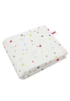 Paturica Maxi, stelute colorate, muselina, alb, 120x160 cm