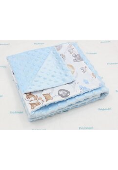 Paturica minky, verso bumbac, koala cu balon, 80x100cm, albastru