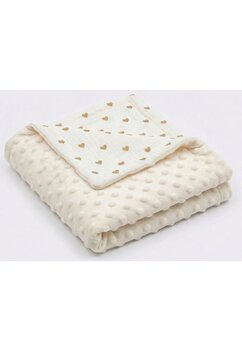 Paturica minky, verso muselina, inimioare maro, 80x100 cm, crem