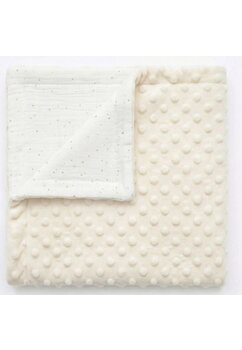Paturica minky, verso muselina, Metalic dots, ivory, 80x100cm, crem