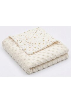 Paturica minky, verso muselina, stelute bej, 80x100cm, crem