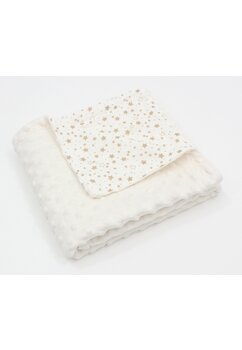 Paturica minky, verso muselina, stelute bej, 80x100cm, crem