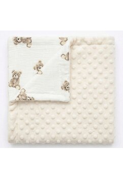 Paturica minky, verso muselina, ursuletul Martinel, 80x100cm, crem