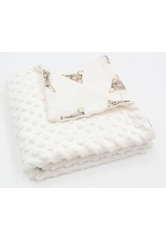 Paturica minky, verso muselina, ursuletul Martinel, 80x100cm, crem