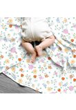 Paturica muselina, Maxi, floricele roz, 120x160 cm, alb