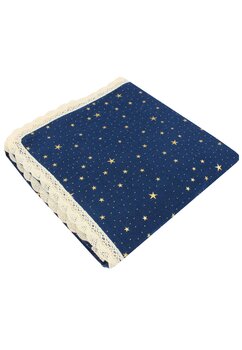 Paturica muselina, Metalic Stars cu dantela, bleumarin, 100x80 cm
