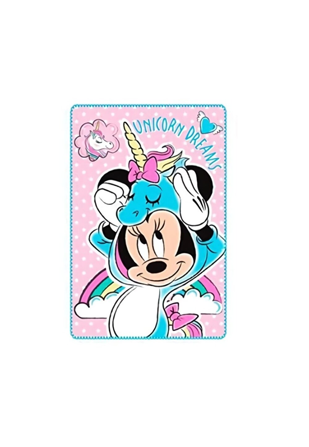 Paturica polar fleece, Minnie roz cu Unicorn, 100x150 cm