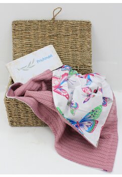 Paturica tricotata Anna, verso bumbac, Butterfly, 80x100 cm, roz inchis