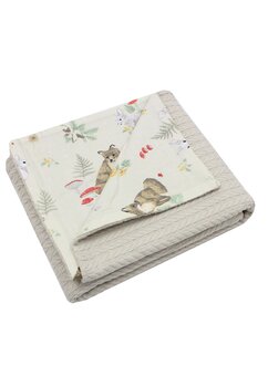 Paturica tricotata Anna, verso bumbac, Little fox ivory, 80x100 cm, crem