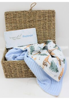 Paturica tricotata Anna, verso bumbac, Vulpita, 80x100 cm, albastru