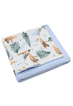 Paturica tricotata Anna, verso bumbac, Vulpita, 80x100 cm, albastru