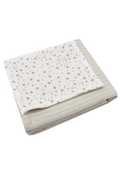 Paturica tricotata Anna, verso muselina stelute, 80x100 cm, crem