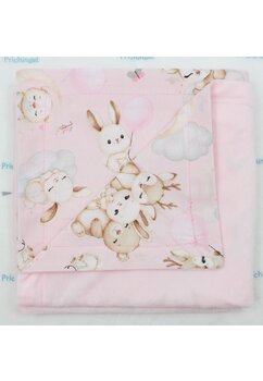 Paturica velur roz, verso bumbac, caprioara Bambi, roz, 80x100cm