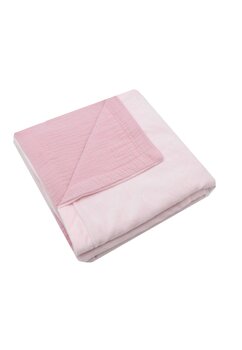 Paturica velur roz, verso muselina roz, 80x100cm