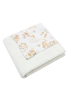 Paturica velur, verso bumbac, caprioara Bambi si prietenii, ivory, 80x100cm