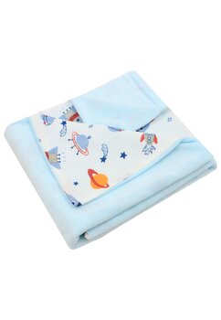 Paturica velur, verso muselina, rachete, albastru, 80x100cm