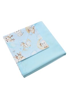 Paturica velvet deluxe, verso bumbac, caprioara Bambi, albastru, 80 x 100 cm