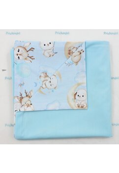 Paturica velvet deluxe, verso bumbac, caprioara Bambi, albastru, 80 x 100 cm