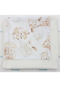 Paturica velvet deluxe, verso bumbac, caprioara Bambi, crem, 80 x 100 cm